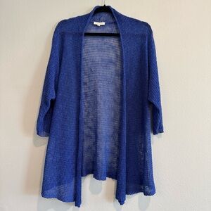 Eileen Fisher Open Front Cardigan Linen Blend Open Knit Lagenlook Beach Large